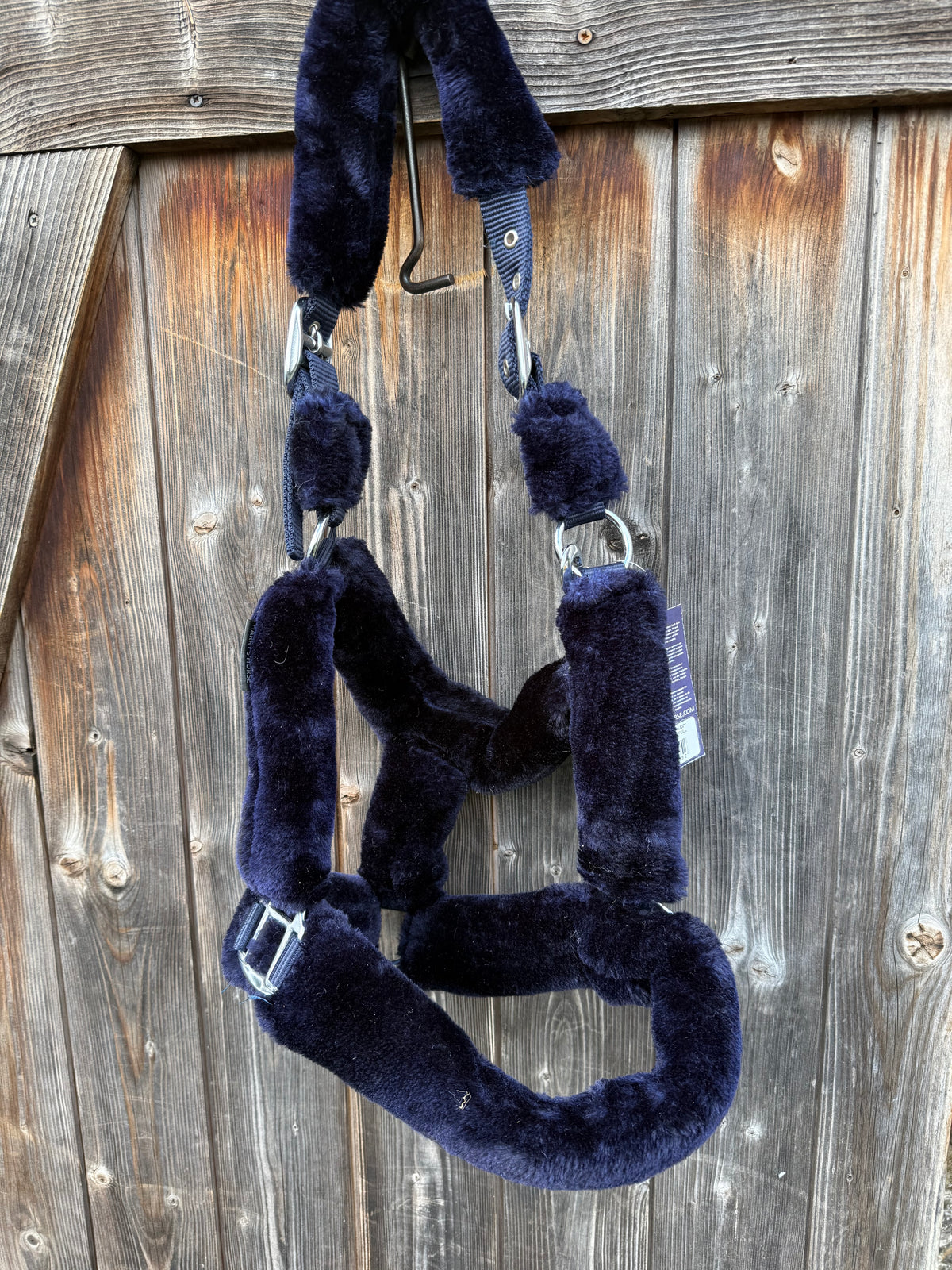 Navy Full Size Teddy Fluff Adjustable Headcollar by Harrys Horse