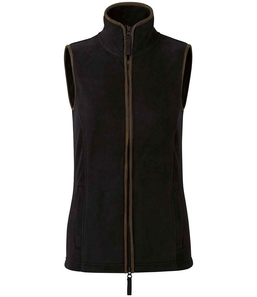Premier Ladies Artisan Fleece Gilet - Black/brown
