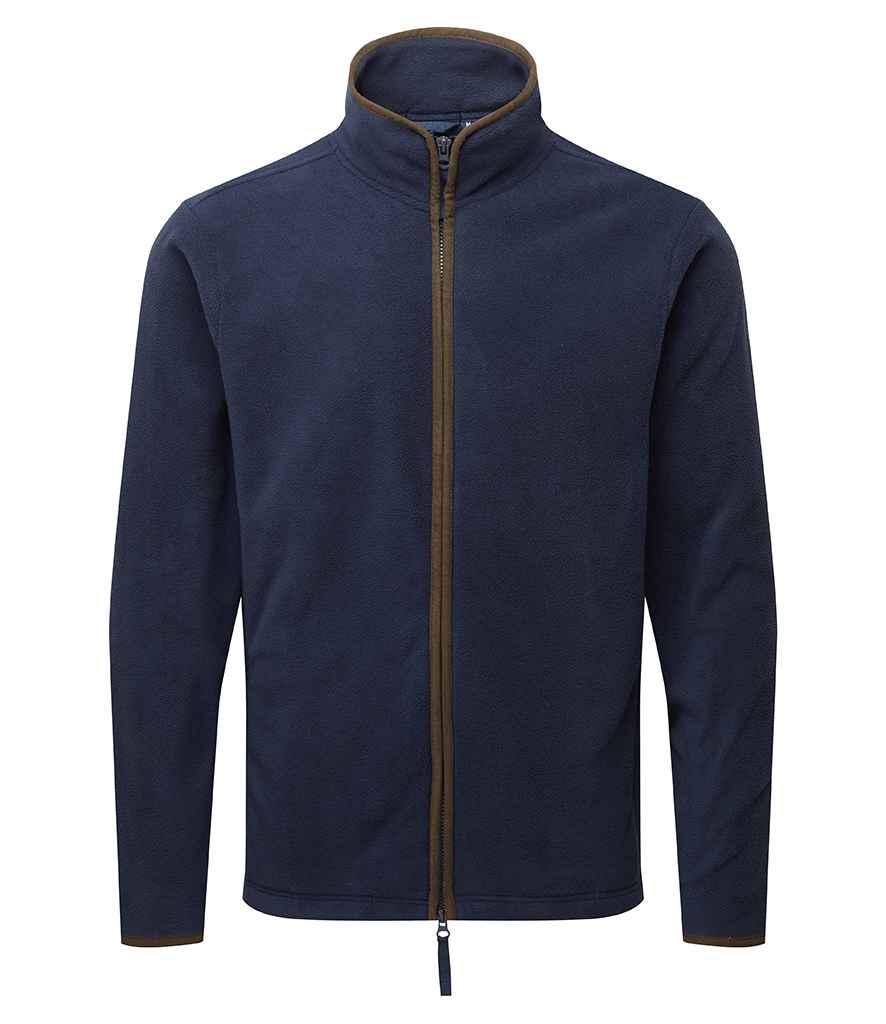 Premier Mens Artisan Fleece Jacket - Navy/brown
