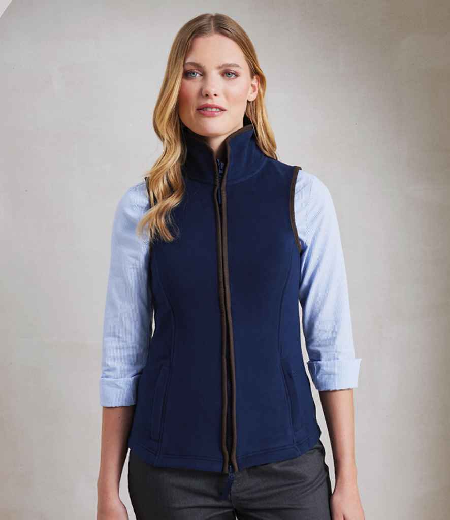 Premier Ladies Artisan Fleece Gilet - Navy/brown