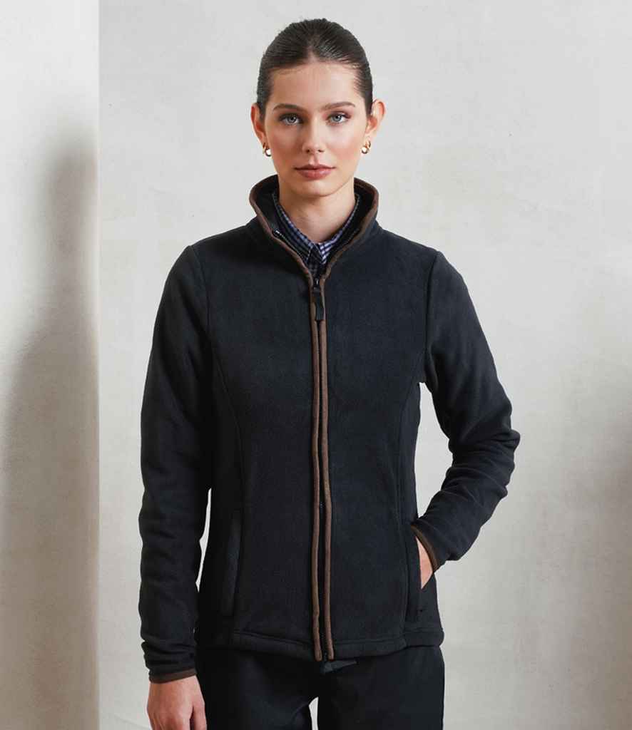 Premier Ladies Artisan Fleece Jacket - Black/brown