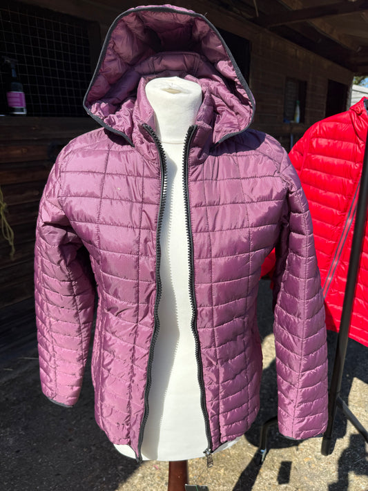 Burgundy padded jacket with hood